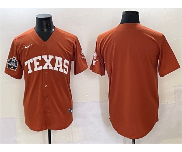 Men's Texas Longhorns Blank Orange 2025 World Series & SEC Patch Stitched Jersey
