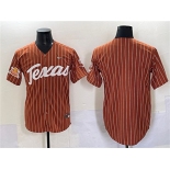 Men's Texas Longhorns Blank Orange Pinstripe 2025 Softball National Champions & SEC Patch Stitched Jersey