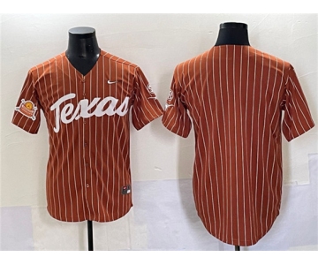 Men's Texas Longhorns Blank Orange Pinstripe 2025 Softball National Champions & SEC Patch Stitched Jersey
