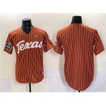 Men's Texas Longhorns Blank Orange Pinstripe 2025 World Series & SEC Patch Stitched Jersey