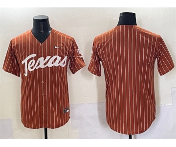 Men's Texas Longhorns Blank Orange Pinstripe SEC Patch Stitched Jersey