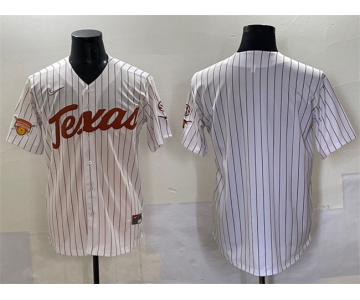Men's Texas Longhorns Blank White Pinstripe 2025 Softball National Champions & SEC Patch Stitched Jersey