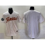 Men's Texas Longhorns Blank White Pinstripe 2025 World Series & SEC Patch Stitched Jersey
