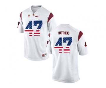2016 US Flag Fashion USC Trojans Clay Matthews #47 College Football Jersey - White