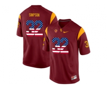 2016 US Flag Fashion USC Trojans O.J Simpson #32 College Basketball Jersey - Red
