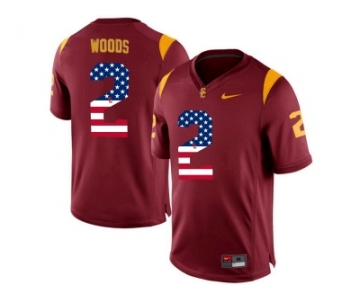 2016 US Flag Fashion USC Trojans Robert Woods #2 Patch College Football Jersey - Red