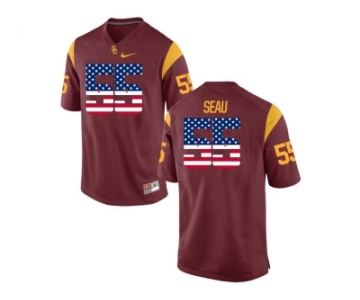2016 US Flag Fashion USC Trojans Seau #55 College Football Jersey - Red