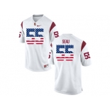 2016 US Flag Fashion USC Trojans Seau #55 College Football Jersey - White