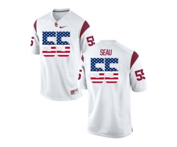 2016 US Flag Fashion USC Trojans Seau #55 College Football Jersey - White