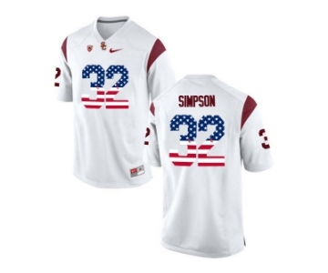 2016 US Flag USC Trojans O.J Simpson #32 College Basketball Jersey - White