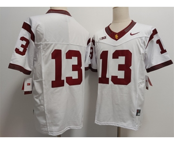 Men's USC Trojans #13 Caleb Williams 2024 F.U.S.E. No Name White Stitched Jersey