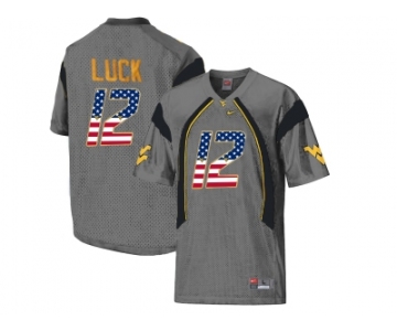2016 US Flag Fashion West Virginia Mountaineers Oliver Luck #12 College Football Mesh Jersey - Grey