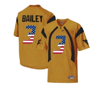 2016 US Flag Fashion West Virginia Mountaineers Stedman Bailey #3 College Football Mesh Jersey - Gold