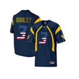 2016 US Flag Fashion West Virginia Mountaineers Stedman Bailey #3 College Football Mesh Jersey - Navy Blue