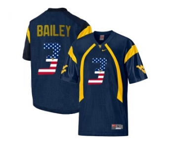 2016 US Flag Fashion West Virginia Mountaineers Stedman Bailey #3 College Football Mesh Jersey - Navy Blue