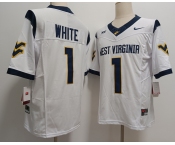 Men's West Virginia Mountaineers #1 Jahiem White White FUSE College Stitched Jersey