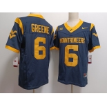 Men's West Virginia Mountaineers #6 Garrett Greene Navy FUSE College Stitched Jersey