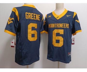 Men's West Virginia Mountaineers #6 Garrett Greene Navy FUSE College Stitched Jersey