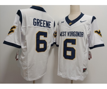 Men's West Virginia Mountaineers #6 Garrett Greene White FUSE College Stitched Jersey