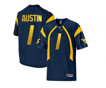 West Virginia Mountaineers Tavon Austin #1 College Football Mesh Jersey - Navy Blue