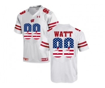 2016 US Flag Fashion-2016 Men's UA Wisconsin Badgers J.J Watt #99 College Football Jersey - White