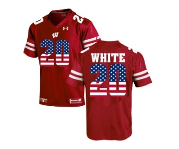 2016 US Flag Fashion-2016 Men's UA Wisconsin Badgers James White #20 College Football Jersey - Red