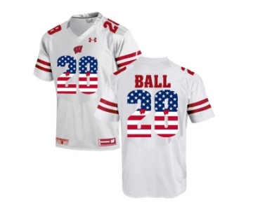 2016 US Flag Fashion-2016 Men's UA Wisconsin Badgers Montee Ball #28 College Football Jersey - White