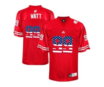 2016 US Flag Fashion-Men's Wisconsin Badgers J.J Watt #99 College Football Jersey - Red