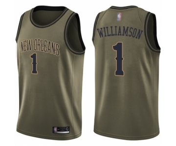 Youth New Orleans Pelicans #1 Zion Williamson Swingman Green Salute to Service Basketball Jersey