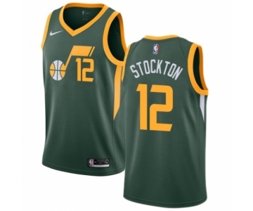 Youth Nike Utah Jazz #12 John Stockton Green Swingman Jersey - Earned Edition