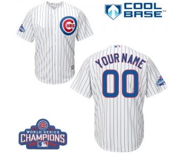 Youth Majestic Chicago Cubs Customized Authentic White Home 2016 World Series Champions Cool Base MLB Jersey