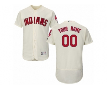 Men's Majestic Cleveland Indians Customized Cream Flexbase Authentic Collection MLB Jersey