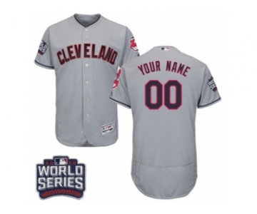 Men's Majestic Cleveland Indians Customized Grey 2016 World Series Bound Flexbase Authentic Collection MLB Jersey