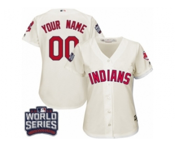 Women's Majestic Cleveland Indians Customized Authentic Cream Alternate 2 2016 World Series Bound Cool Base MLB Jersey