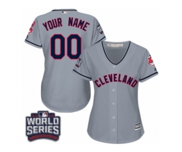 Women's Majestic Cleveland Indians Customized Authentic Grey Road 2016 World Series Bound Cool Base MLB Jersey