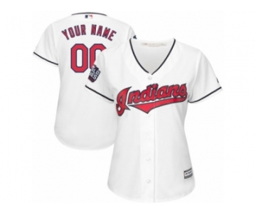 Women's Majestic Cleveland Indians Customized Authentic White Home 2016 World Series Bound Cool Base MLB Jersey