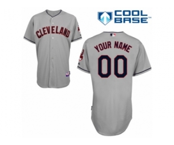 Youth Majestic Cleveland Indians Customized Replica Grey Road Cool Base MLB Jersey
