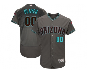 Men's Arizona Diamondbacks Majestic Gray Turquoise 2017 Flex Base Authentic Custom Jersey