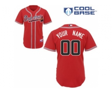 Coustom Atlanta Braves Jersey Red Cool Base Baseball