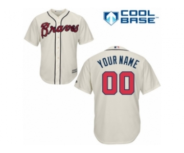 Youth Majestic Atlanta Braves Customized Authentic Cream Alternate 2 Cool Base MLB Jersey