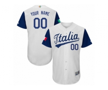 Men's Italy Baseball Majestic Customized White 2017 World Baseball Classic Authentic Team Jersey