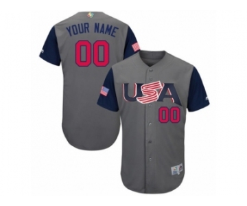 Youth USA Baseball Majestic Customized Gray 2017 World Baseball Classic Authentic Team Jersey