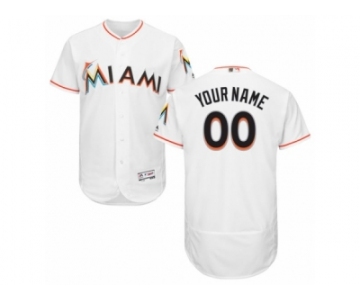 Men's Majestic Miami Marlins Customized White Flexbase Authentic Collection MLB Jersey