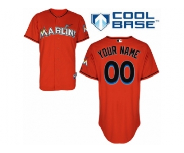 Youth Majestic Miami Marlins Customized Replica Orange Alternate 1 Cool Base MLB Jersey