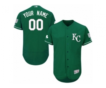 Men's Majestic Kansas City Royals Customized Green Celtic Flexbase Authentic Collection MLB Jersey