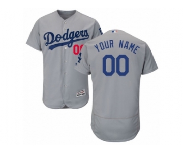 Men's Majestic Los Angeles Dodgers Customized Grey Flexbase Authentic Collection MLB Jersey