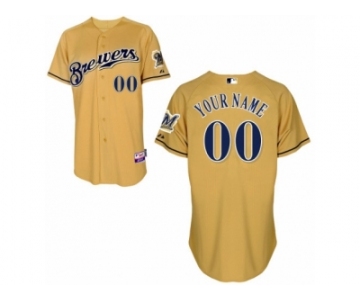 Women's Majestic Milwaukee Brewers Customized Authentic Gold 2013 Alternate Cool Base MLB Jersey