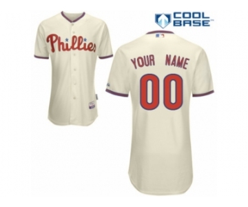 Youth Majestic Philadelphia Phillies Customized Authentic Cream Alternate Cool Base MLB Jersey