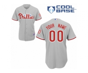Youth Majestic Philadelphia Phillies Customized Authentic Grey Road Cool Base MLB Jersey