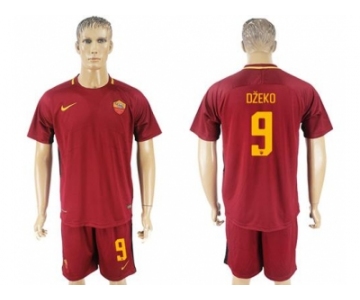 Roma #9 Dzeko Red Home Soccer Club Jersey